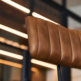 Jayden Industrial Bar Stools - Set of 2 - Mid Brown Leather - Laura James 