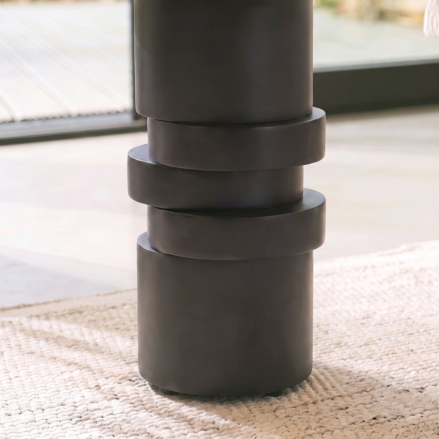 Adam 45cm Jet Black Mango Wood & Black Marble Round Side Table - Laura James 