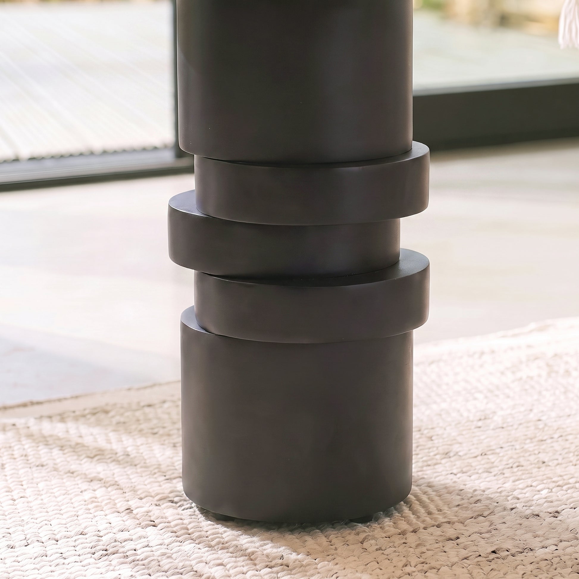 Adam 45cm Jet Black Mango Wood & Black Marble Round Side Table - Laura James 