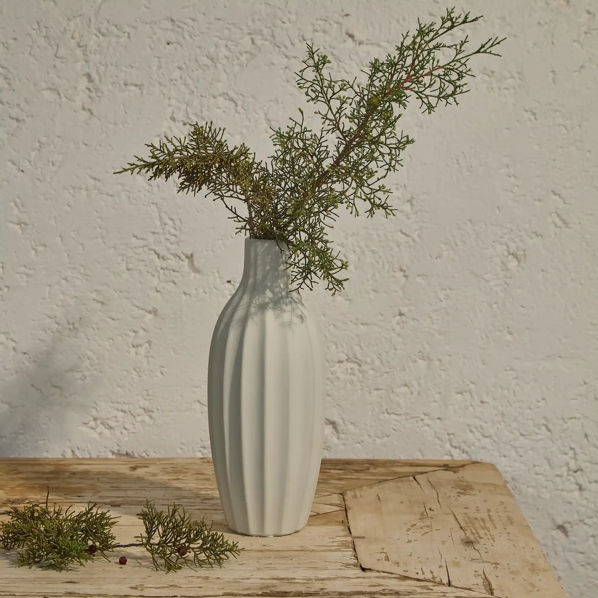 Kalera 30cm Terracotta Vase - White

