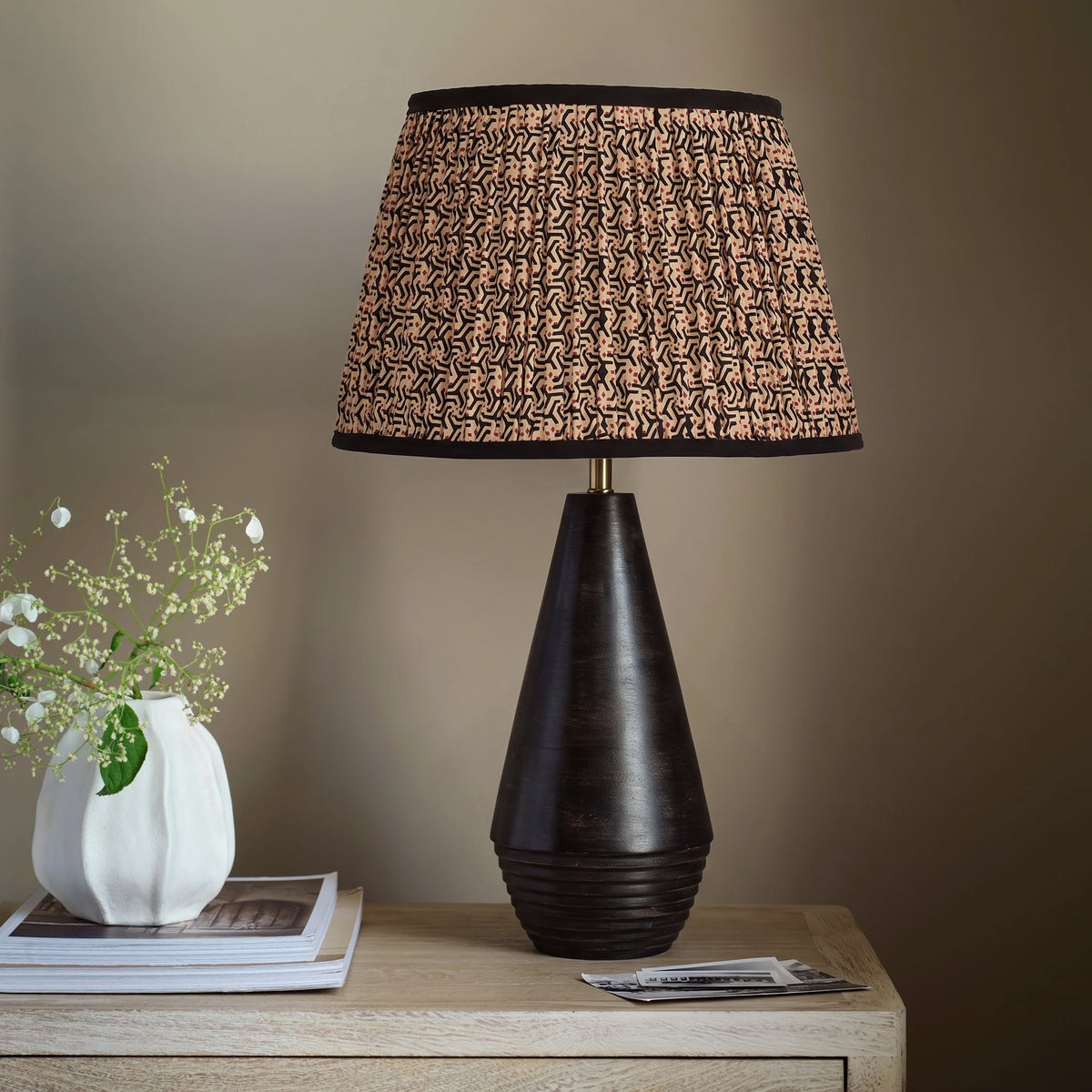 Kargil 32cm Wooden Lamp Base - Coffee Brown Mango Wood - Laura James 