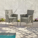 Kemble/Marston Outdoor Stackable Chairs With Cushions - Light Grey - Set of 2 - Laura James