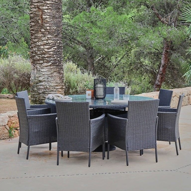 Kemble Black 8 Seater Outdoor Round Dining Set