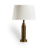 Kimmeridge Gold Lamp with Snow White Coningsby 30cm Shade - Laura James