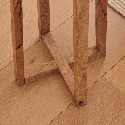 Konduru 150cm Floor Lamp Base - Natural Fabric and Natural Mango Wood - Laura James 