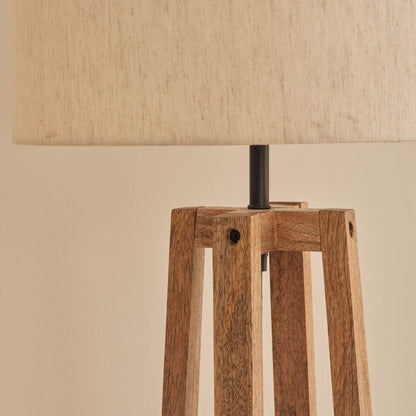 Konduru 150cm Floor Lamp Base - Natural Fabric and Natural Mango Wood - Laura James 