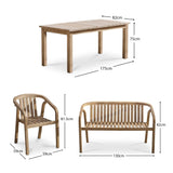 Kuro Wooden 6 Seater Dining Table Set with  Shiro Dining Chairs and Bench - Laura James 
