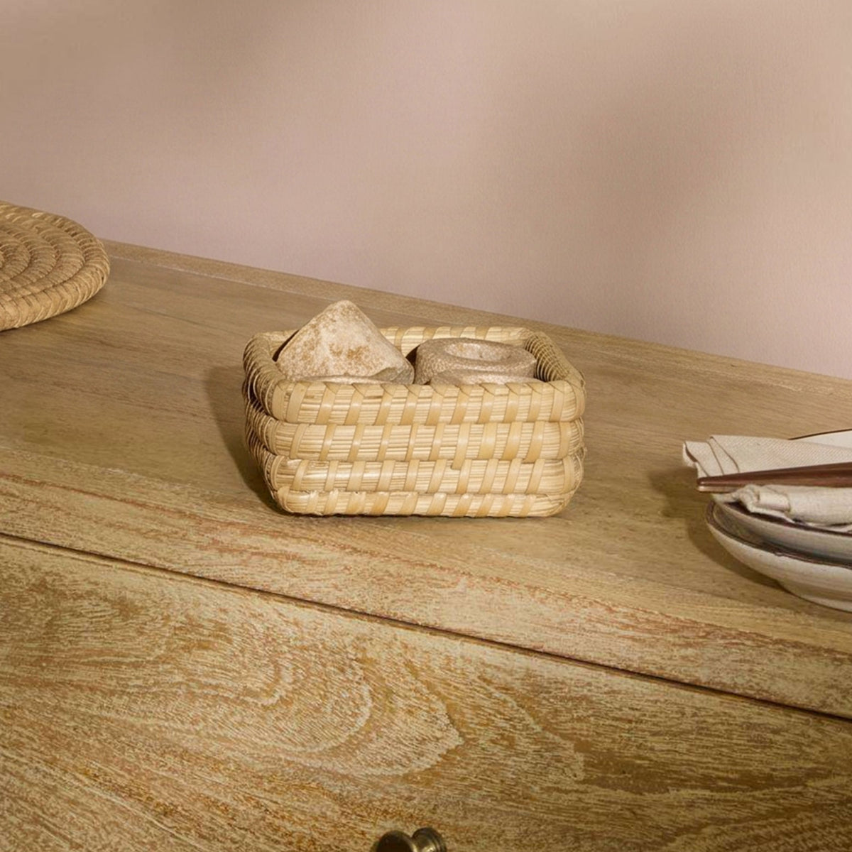 Kalna 14x14cm Square Sea Grass Basket - Natural - Laura James 
