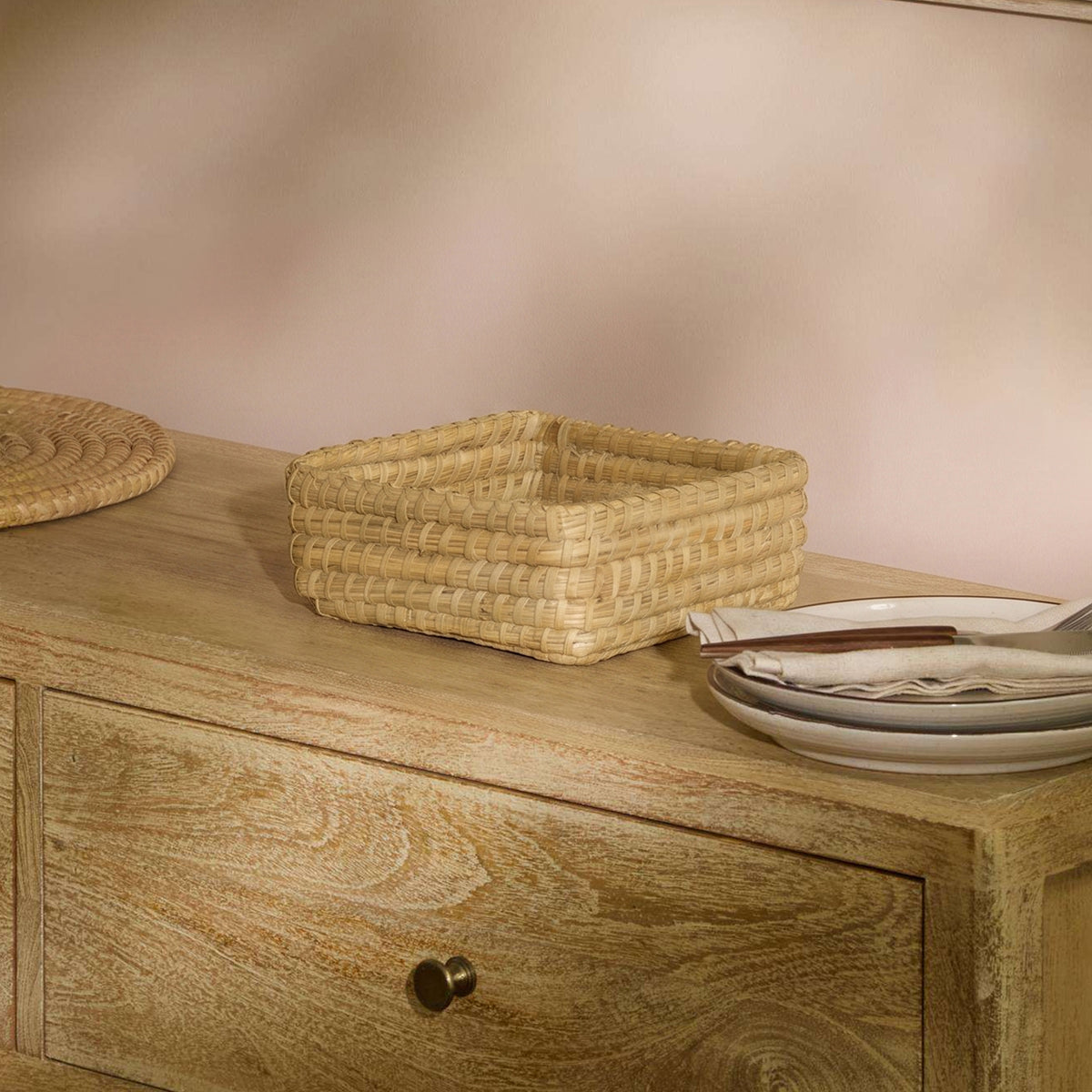 Kalna 18x18cm Square Sea Grass Basket - Natural - Laura James 