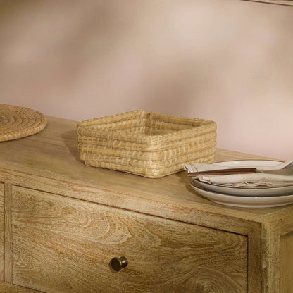 Kalna 18x18cm Square Sea Grass Basket - Natural - Laura James 