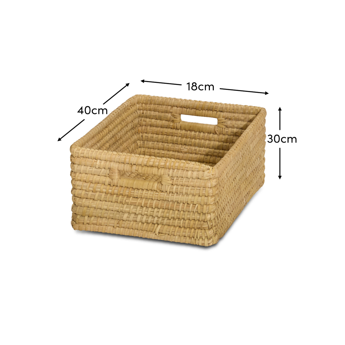 Kalna 40x30cm Rectangular Sea Grass Basket - Natural - Laura James 