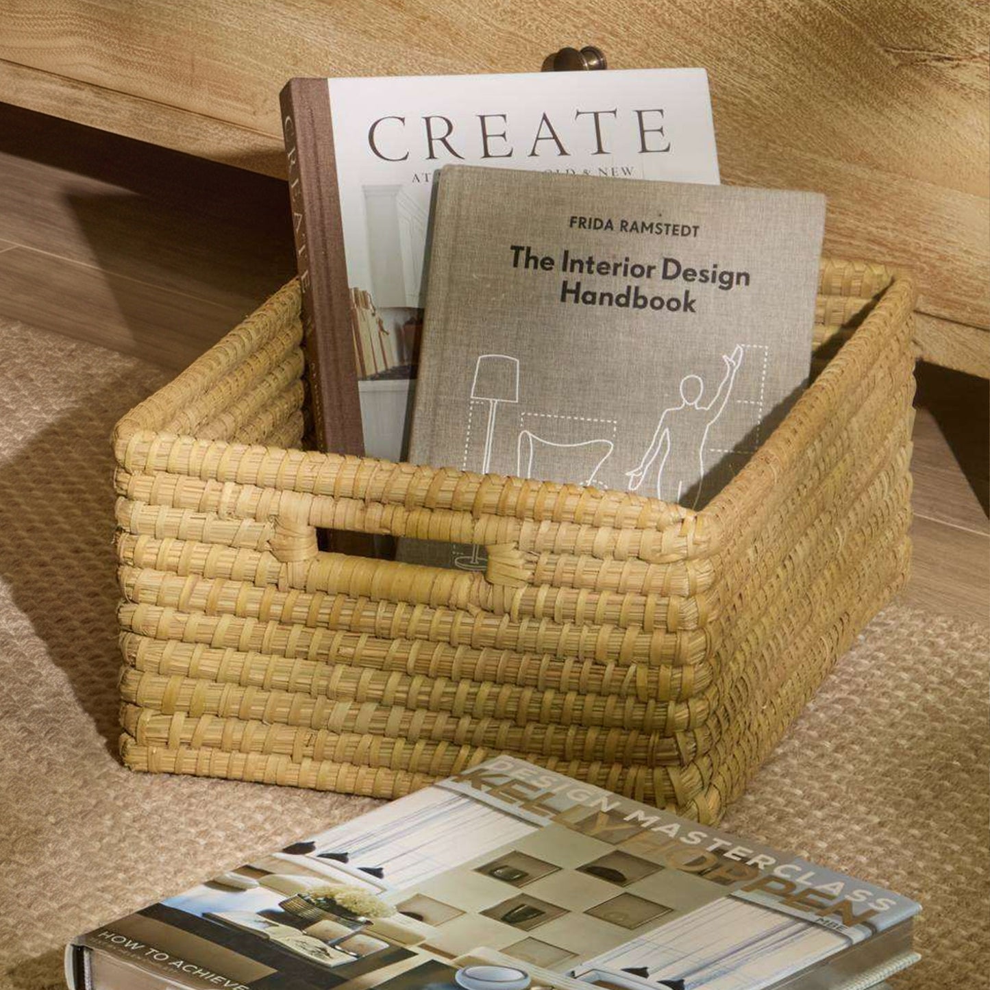 Kalna 40x30cm Rectangular Sea Grass Basket - Natural - Laura James 