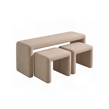 Kamiko Dining Nesting Bench & Stools - Mink Taupe - Laura James