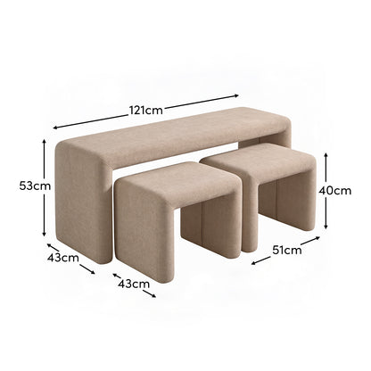 Kamiko Dining Nesting Bench & Stools - Mink Taupe - Laura James