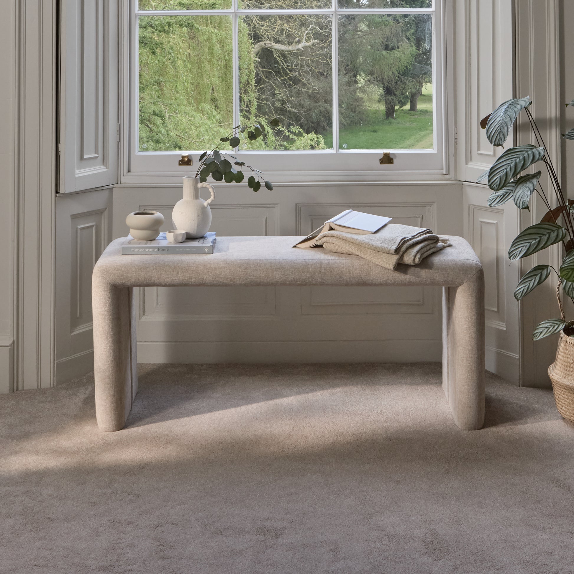 Kamiko Dining Bench - Mink Taupe - Laura James
