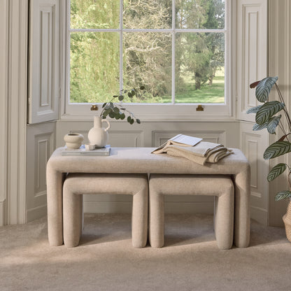 Kamiko Dining Nesting Bench & Stools - Mink Taupe - Laura James
