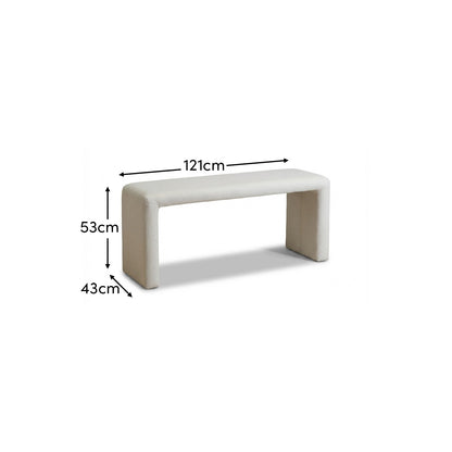 Kamiko Dining Bench - Chalk White Boucle - Laura James