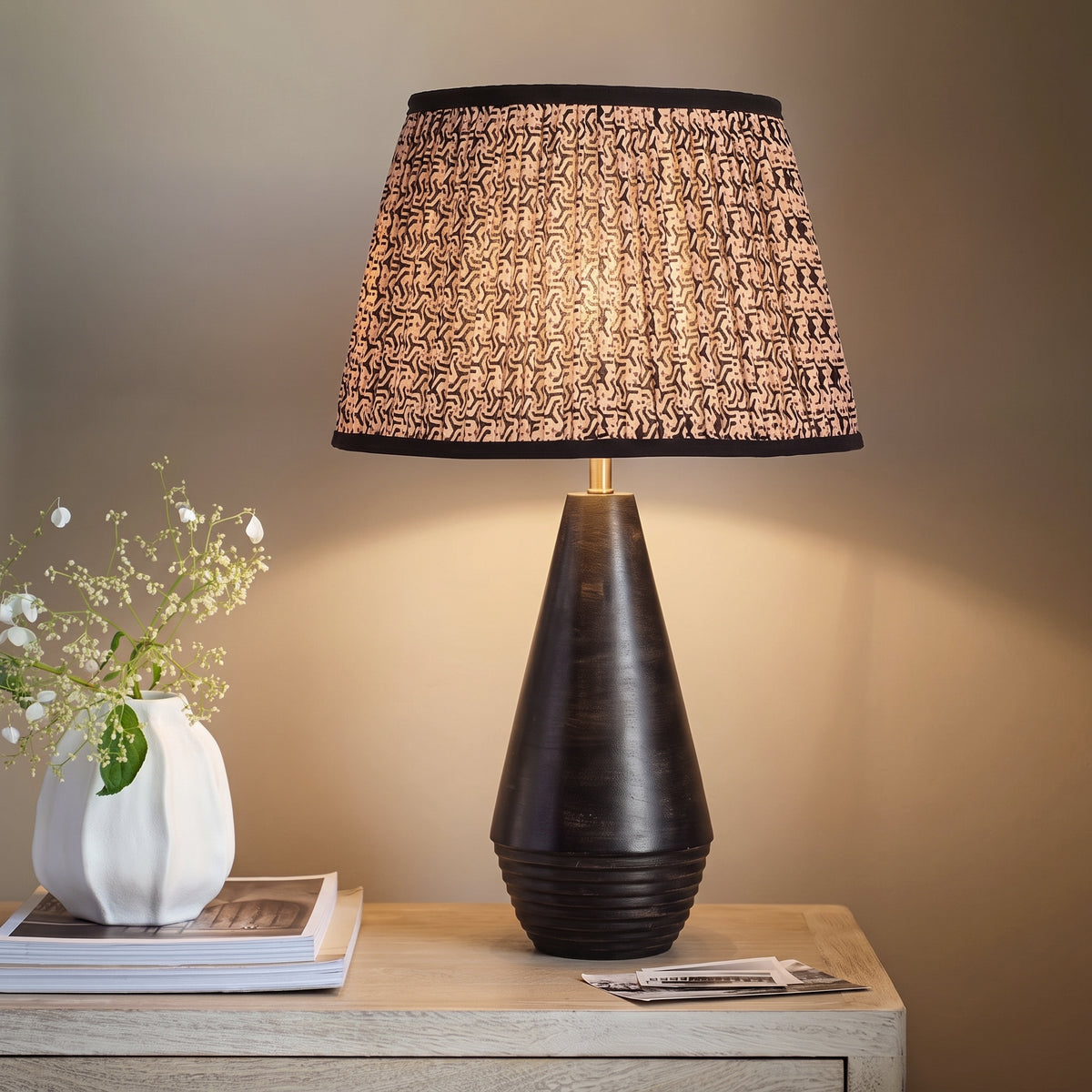 Kargil 32cm Wooden Lamp Base - Coffee Brown Mango Wood - Laura James 