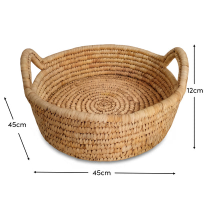 Kasheli 45cm Round Sea Grass Tray - Natural Date Leaf