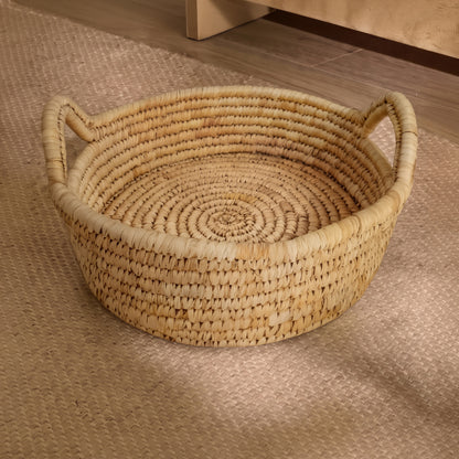 Kasheli 45cm Round Sea Grass Tray - Natural Date Leaf