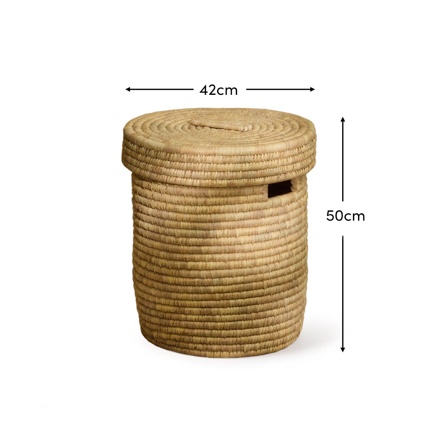 Kasheli 50cm Round Laundry Basket - Natural Date Leaf - Laura James 