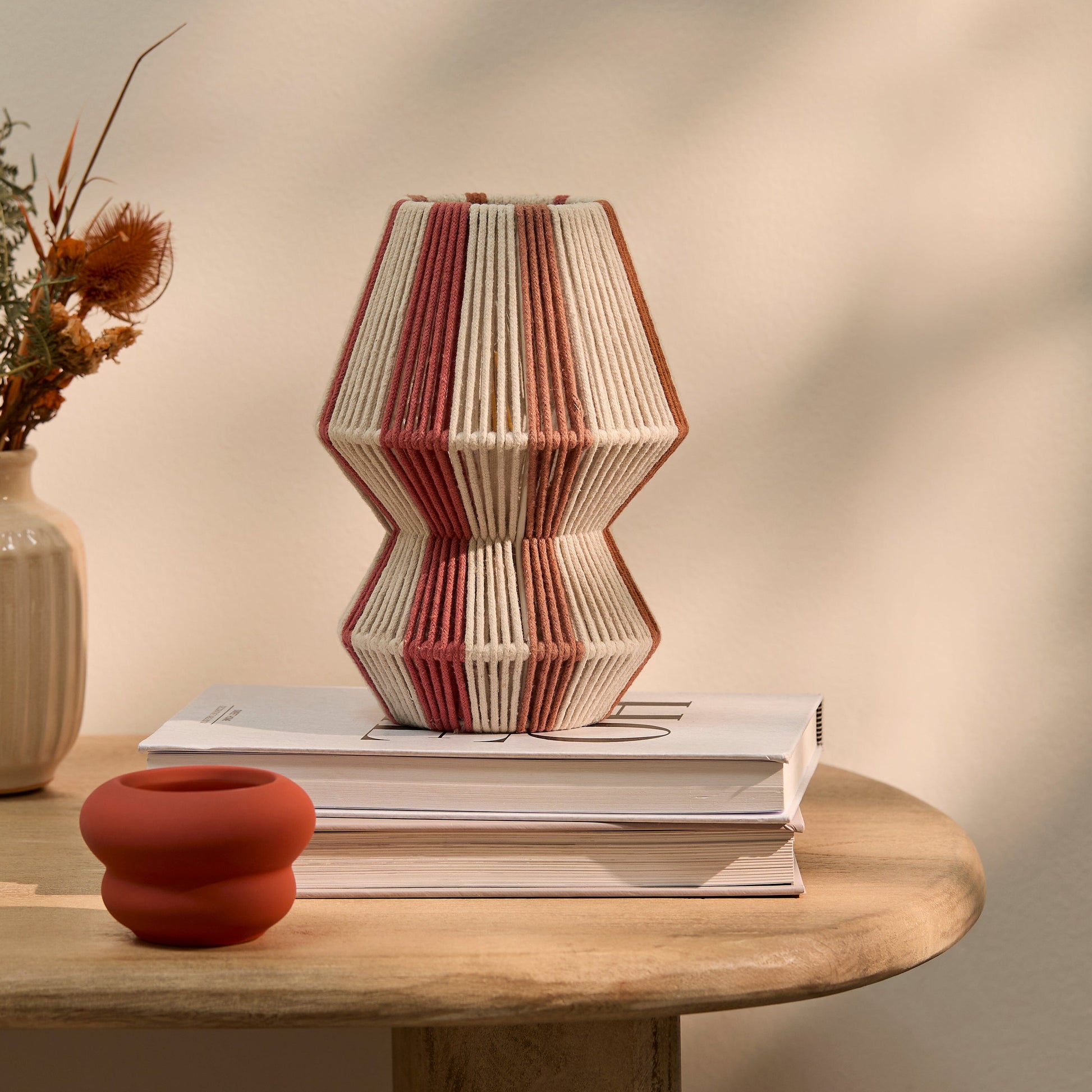 Kateli Paprika Stripe Small Table Lamp - 21cm - Laura James 