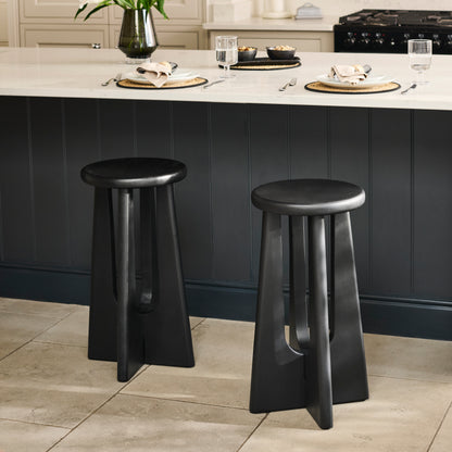 Kehlani Jet Black Mango Wood Bar Stool - Laura James 