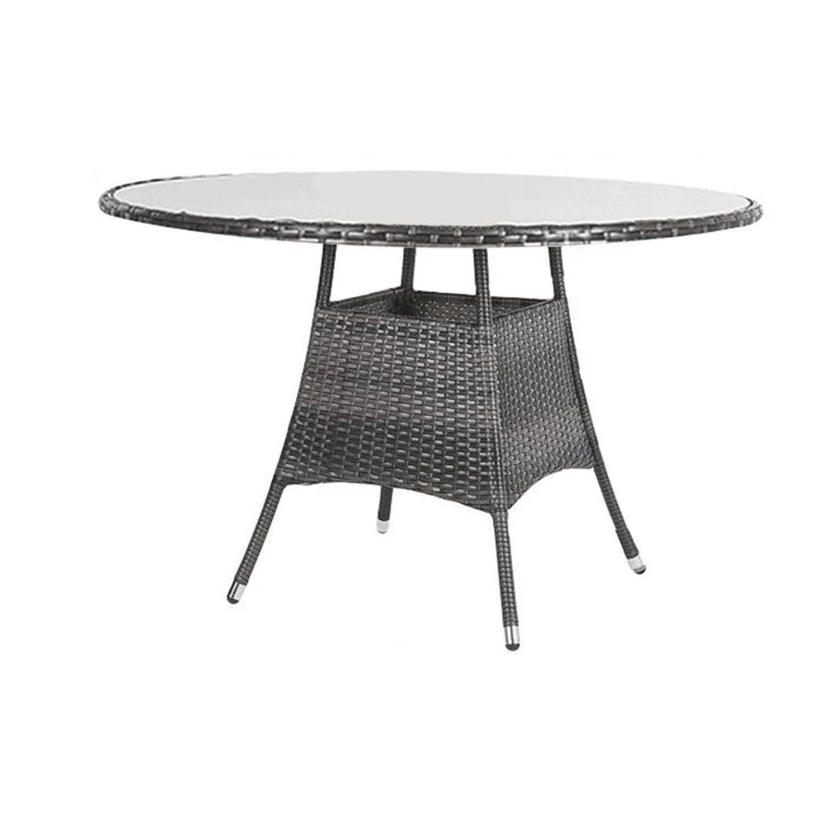 Kemble 8 Seater Rattan Round Garden Dining set - Grey - laura James