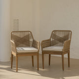 Killian White Acacia Garden Chairs - Set of 2 - Natural Rope - Laura James