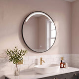 Kimbridge 90cm LED Round Bathroom Mirror - Black - Laura James 