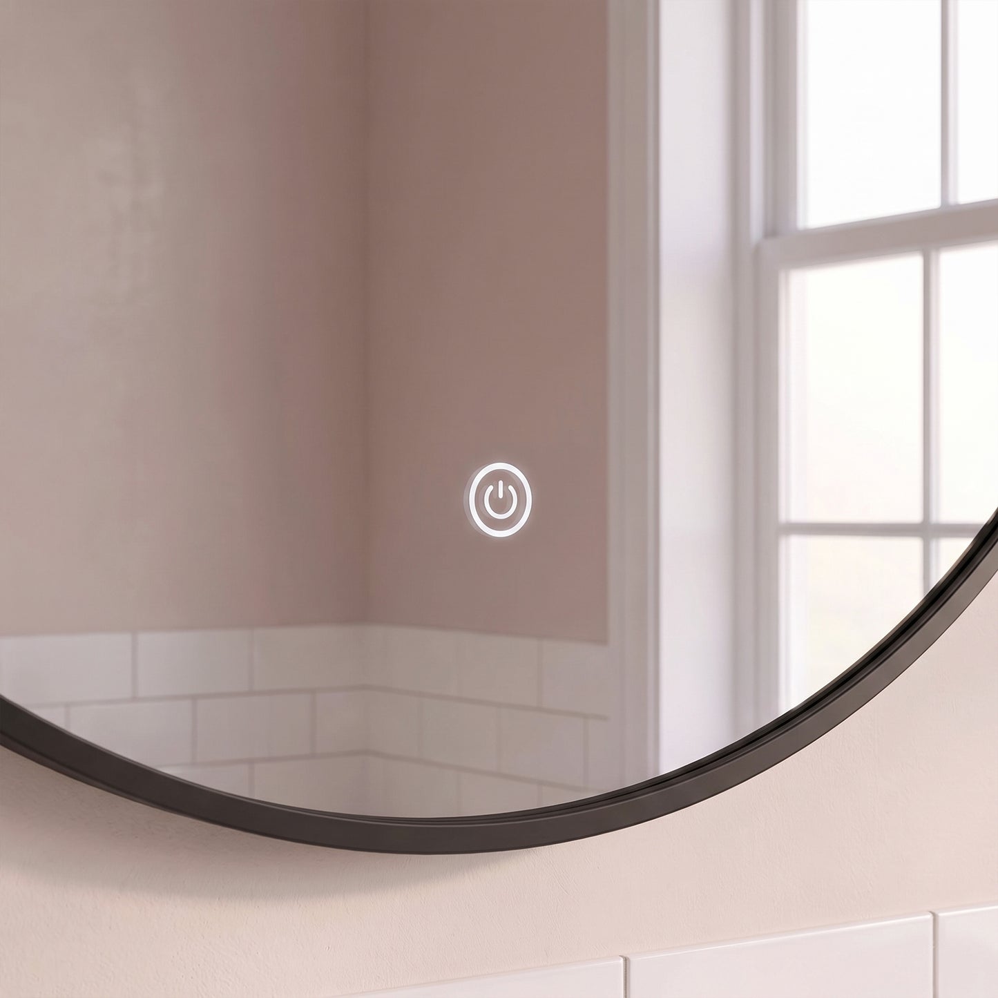 Kimbridge 90cm LED Round Bathroom Mirror - Black - Laura James 