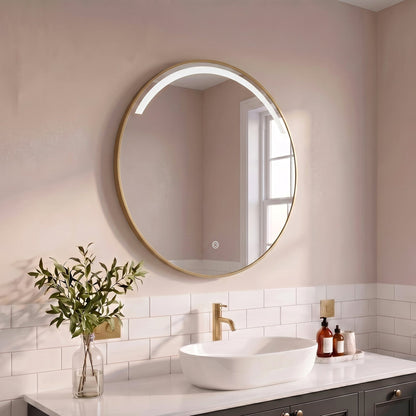 Kimbridge 90cm LED Round Bathroom Mirror - Gold - Laura James 