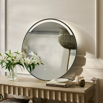 Kimbridge 90cm LED Round Bathroom Mirror - Black - Laura James