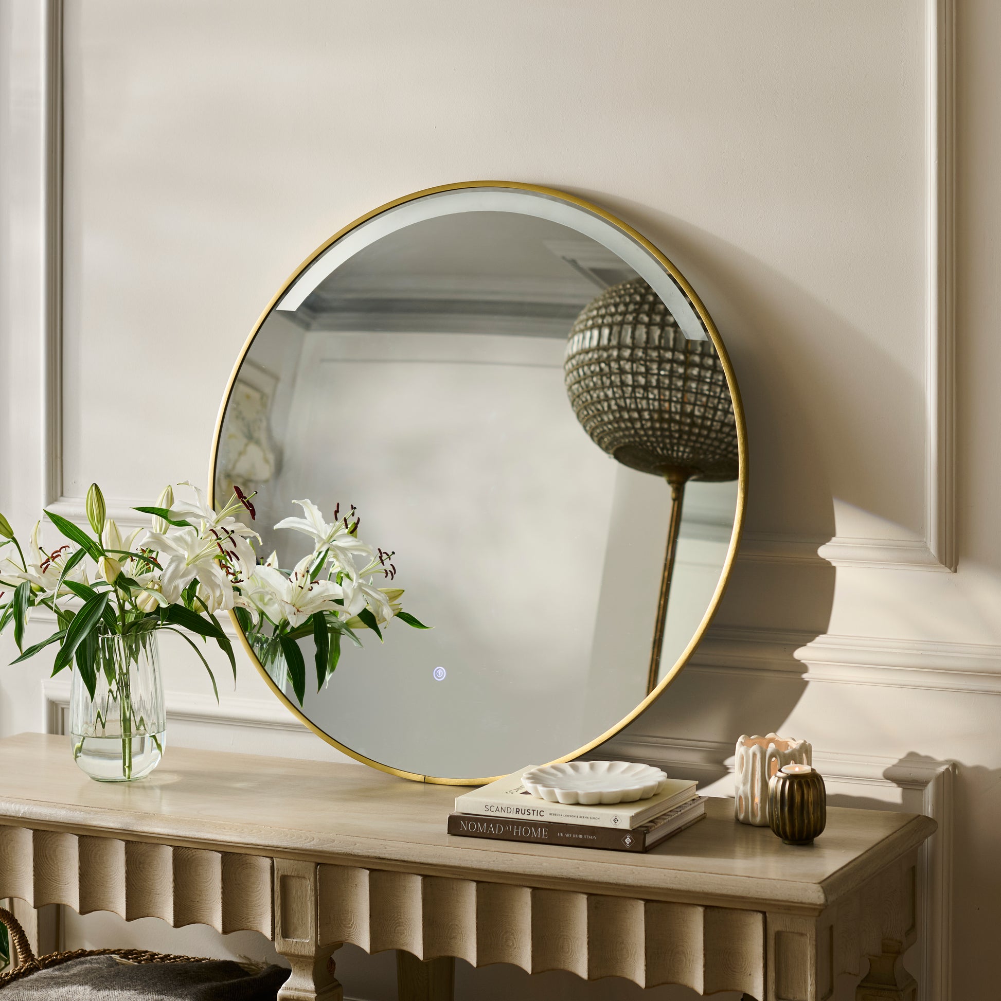 Kimbridge 90cm LED Round Bathroom Mirror - Gold - Laura James