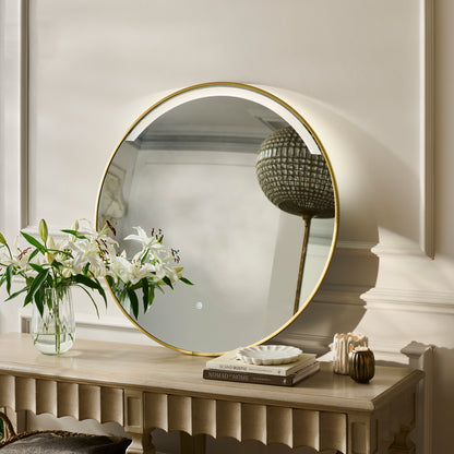 Kimbridge 90cm LED Round Bathroom Mirror - Gold - Laura James