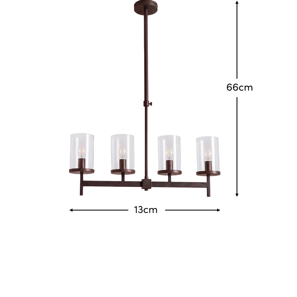 Kingston 50cm 4 Bulb Chandelier - Bronze