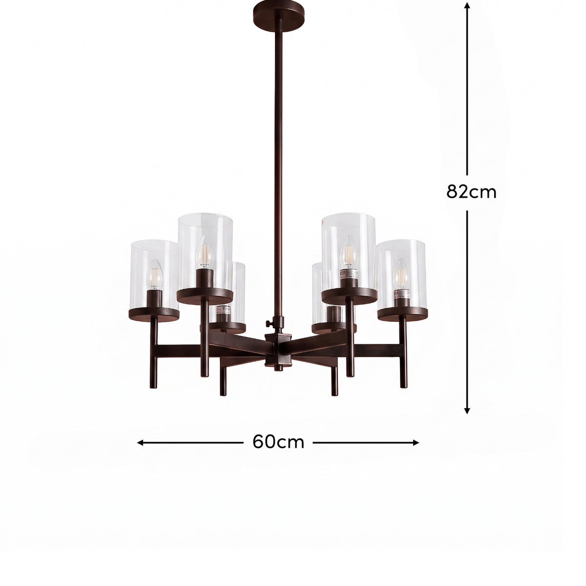 Kingston 50cm 6 Bulb Chandelier - Bronze