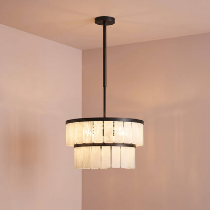 Kinver 43cm Resin Double Chandelier - Black