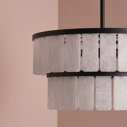 Kinver 43cm Resin Double Chandelier - Black