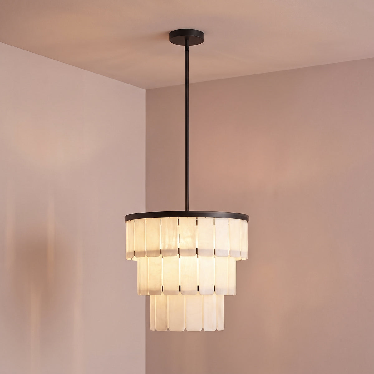 Kinver 43cm Resin Triple Chandelier - Black