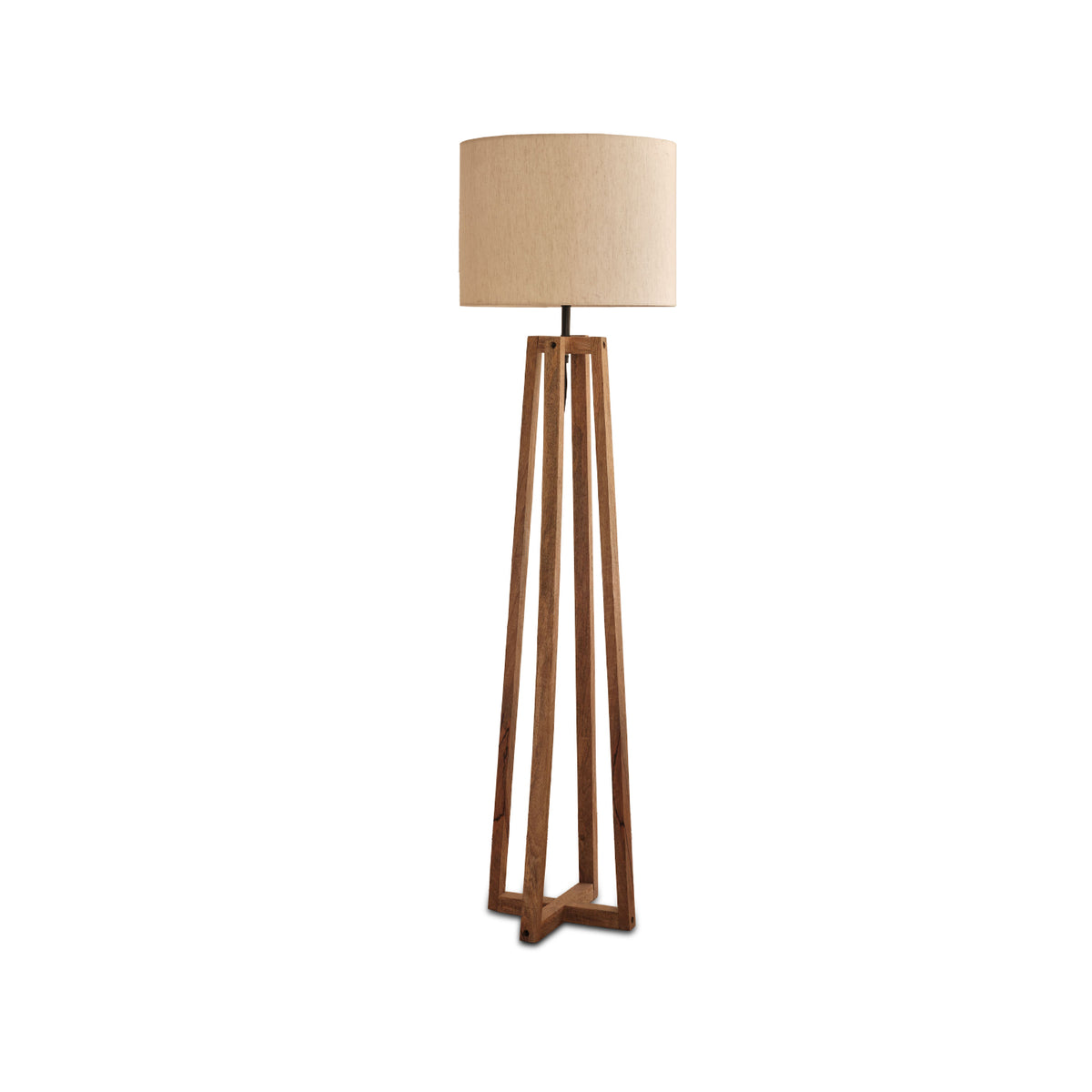 Konduru 150cm Floor Lamp Base - Natural Fabric and Natural Mango Wood - Laura James 