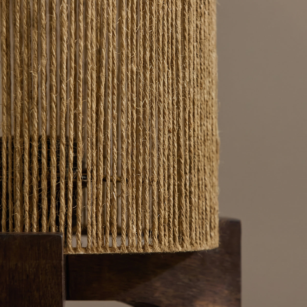 Konduru Taupe Jute & Mangowood Table Lamp - 30cm - Laura James 