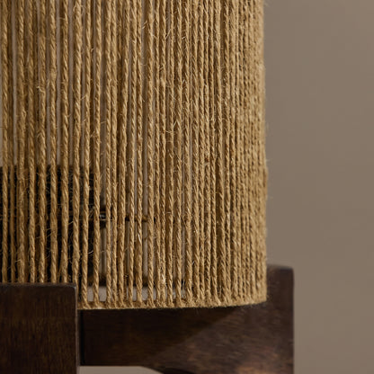 Konduru Taupe Jute & Mangowood Table Lamp - 30cm - Laura James 