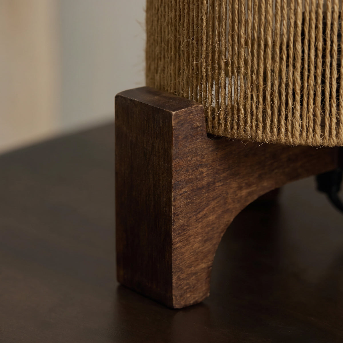Konduru Taupe Jute & Mangowood Table Lamp - 30cm - Laura James 