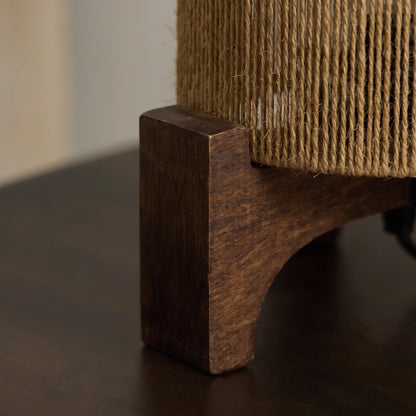 Konduru Taupe Jute & Mangowood Table Lamp - 30cm - Laura James 