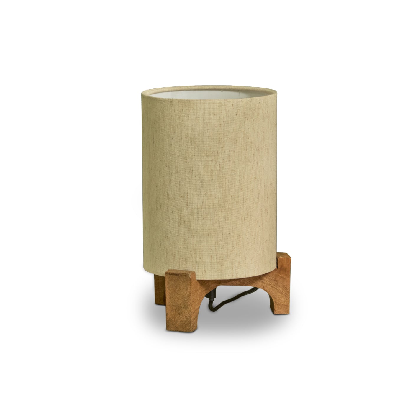 Konduru 30cm Table Lamp - Natural Fabric and Natural Mango Wood - Laura James 