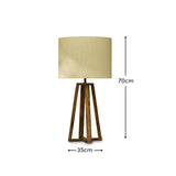 Konduru 70cm Table Lamp - Natural Fabric and Darkened Mango Wood - Laura James