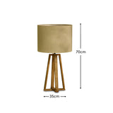 Konduru 70cm Table Lamp - Natural Fabric and Natural Mango Wood - Laura James  