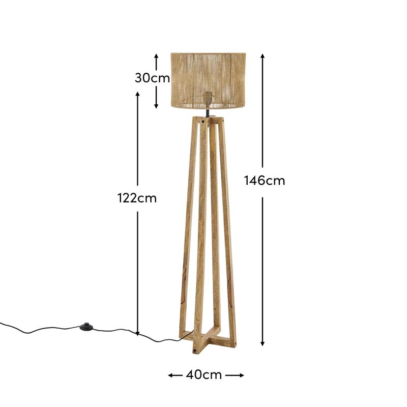 Konduru 150cm Floor Lamp Base - Natural Mango Wood - Laura James