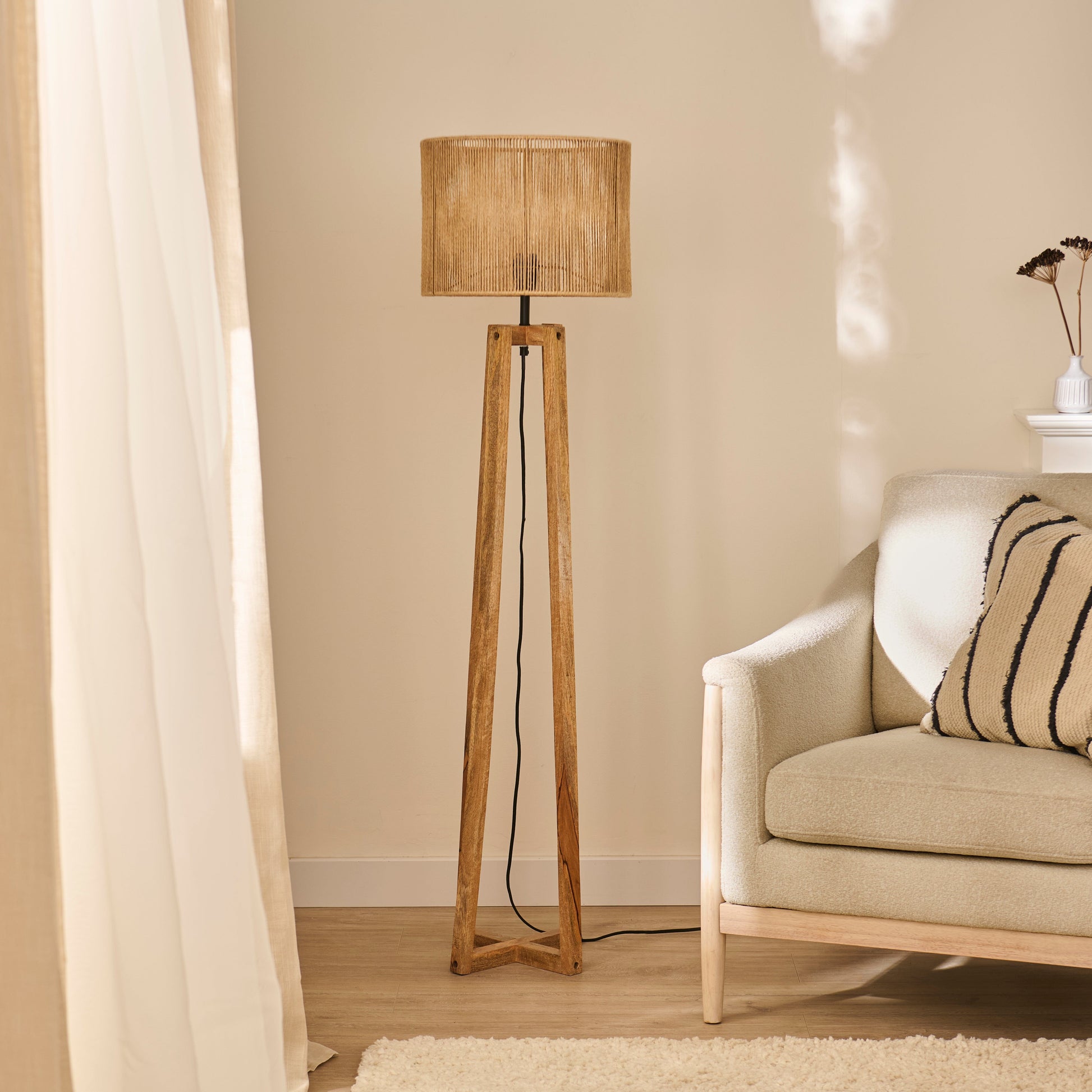 Konduru 150cm Floor Lamp Base - Natural Mango Wood - Laura James